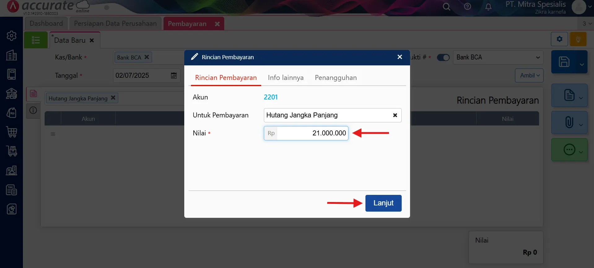 Cara mencatat cicilan pinjaman/hutang bank